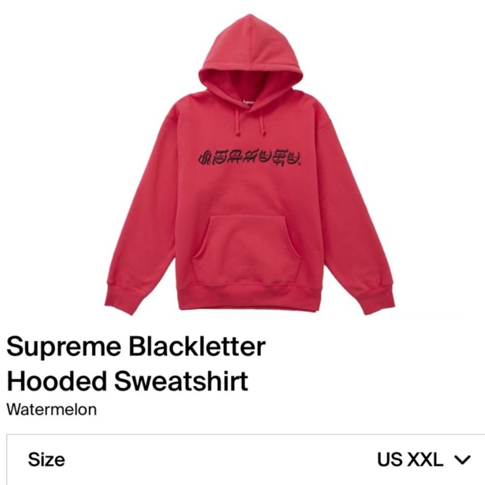 Supreme Blackletter Hooded Sweatshirt “Watermelon” Size: XXL (SS25)